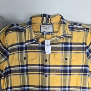 American Eagle Outfitters Men's Yellow and Blue Plaid Shirt